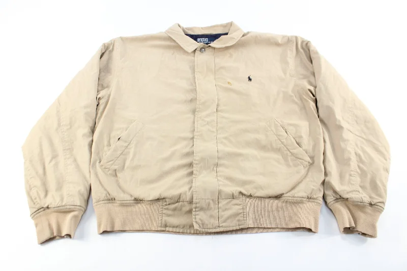 Polo by Ralph Lauren Embroidered Logo Beige Zip Up Jacket