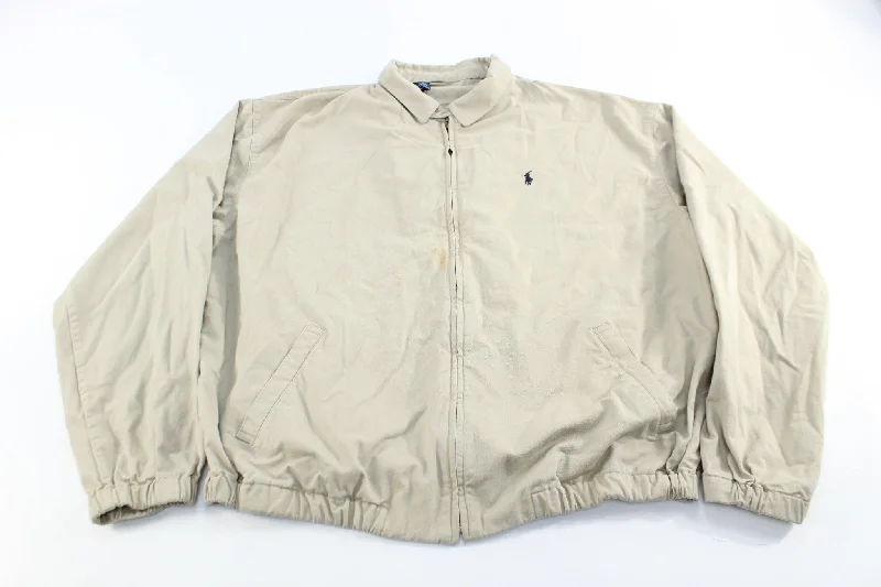 Polo by Ralph Lauren Embroidered Logo Beige Zip Up Jacket