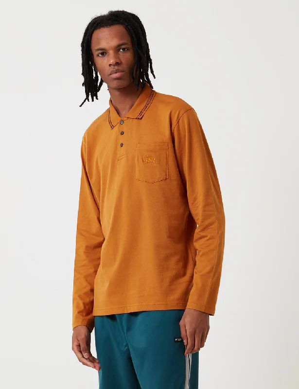 Stussy Dillon Long Sleeve Polo Shirt - Rust Red