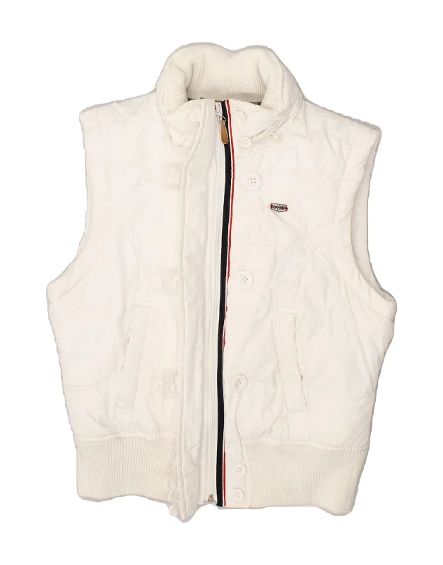 HILFIGER DENIM Womens Padded Gilet UK 10 Small White Polyester