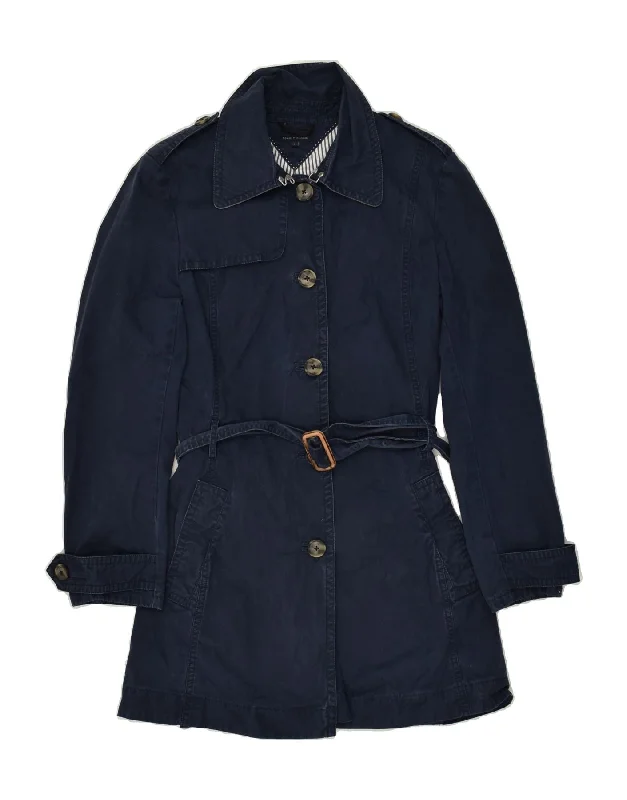 TOMMY HILFIGER Womens Military Denim Coat UK 14 Large Navy Blue