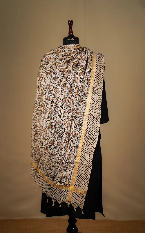 Art Silk Hand Blocked Kalamkari Dupatta 129IOS17