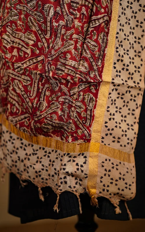 Art Silk Hand Blocked Kalamkari Dupatta 129IOS2