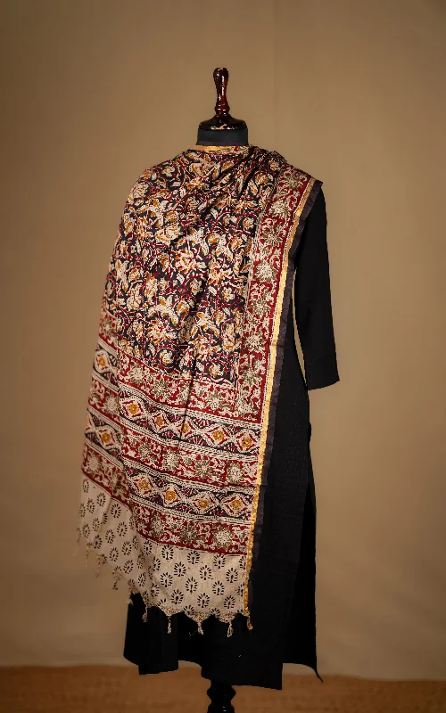 Art Silk Hand Blocked Kalamkari Dupatta 129IOS23