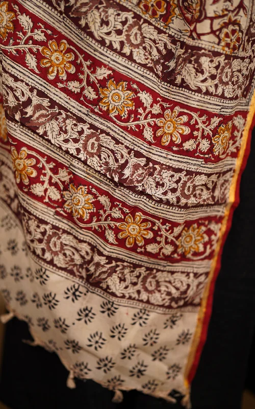 Art Silk Hand Blocked Kalamkari Dupatta 129IOS8