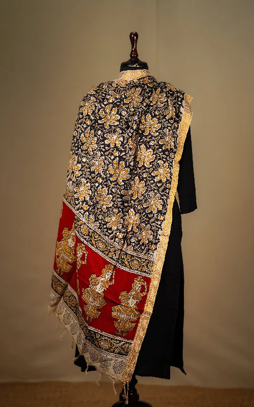 Art Silk Hand Blocked Kalamkari Dupatta 132IOS1