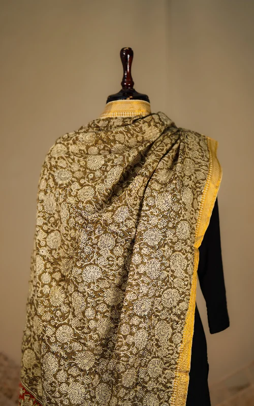 Art Silk Hand Blocked Kalamkari Dupatta 132IOS8