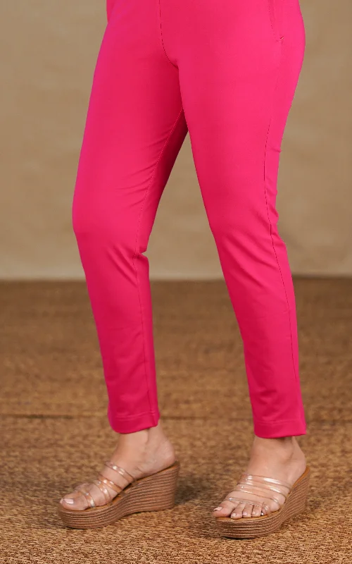 Straight Fit Stretchable Pant Rani Pink